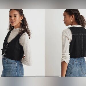 Madewell denim black tie vest, size 6